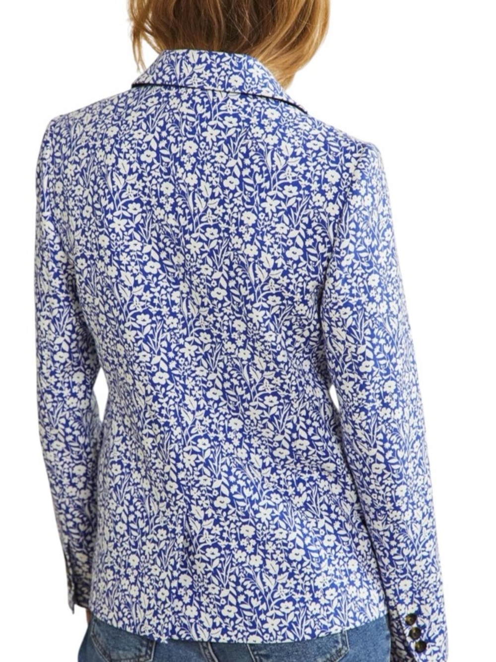 Boden Blue Floral Carrie Single Button Blazer Jacket Size 14 NWOT Cottagecore - Picture 9 of 16